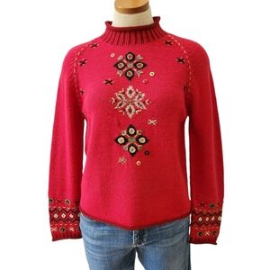 Vintage Chaska red sweater Hand Made In Bolivia 100% Llama Cashllama
